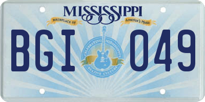 MS license plate BGI049