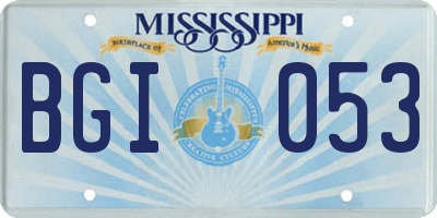 MS license plate BGI053