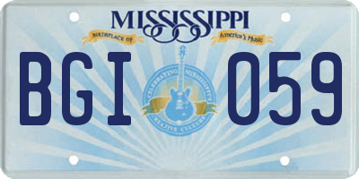 MS license plate BGI059