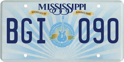 MS license plate BGI090