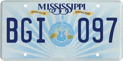 MS license plate BGI097