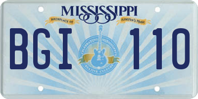 MS license plate BGI110