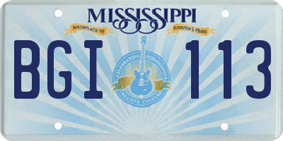 MS license plate BGI113