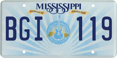 MS license plate BGI119