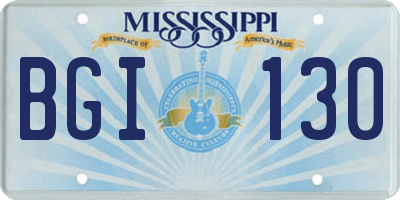 MS license plate BGI130