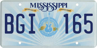 MS license plate BGI165