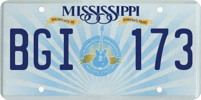 MS license plate BGI173