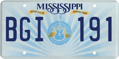 MS license plate BGI191