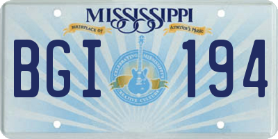 MS license plate BGI194