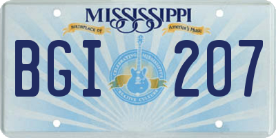 MS license plate BGI207