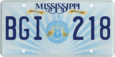 MS license plate BGI218