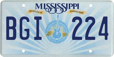 MS license plate BGI224