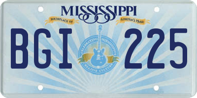MS license plate BGI225