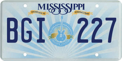 MS license plate BGI227
