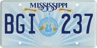 MS license plate BGI237