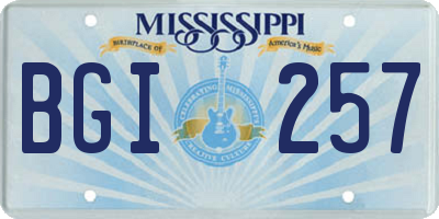 MS license plate BGI257