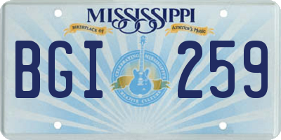 MS license plate BGI259
