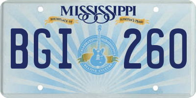MS license plate BGI260