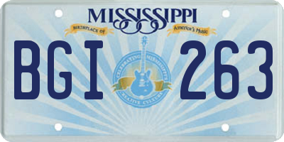 MS license plate BGI263