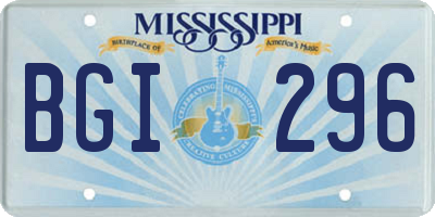 MS license plate BGI296