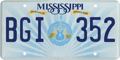 MS license plate BGI352