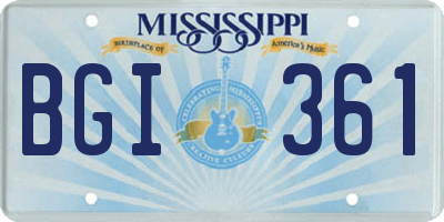 MS license plate BGI361