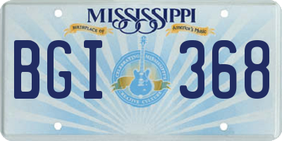 MS license plate BGI368