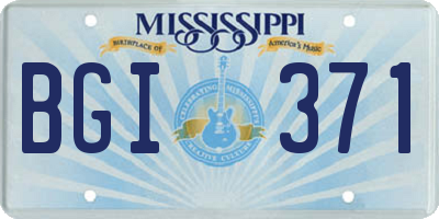 MS license plate BGI371