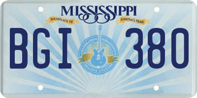 MS license plate BGI380