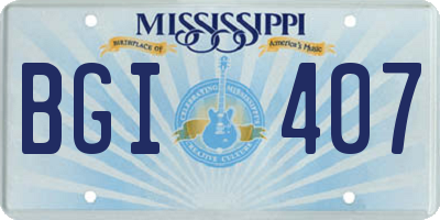 MS license plate BGI407