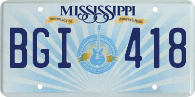 MS license plate BGI418