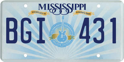 MS license plate BGI431