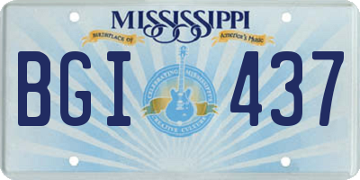 MS license plate BGI437