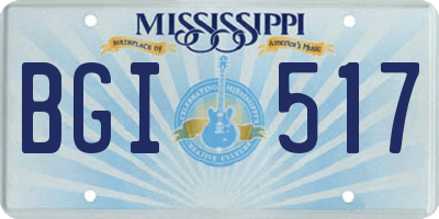 MS license plate BGI517