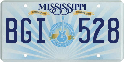 MS license plate BGI528