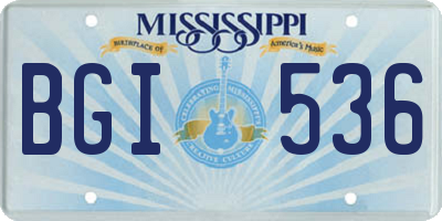 MS license plate BGI536