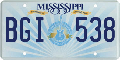MS license plate BGI538