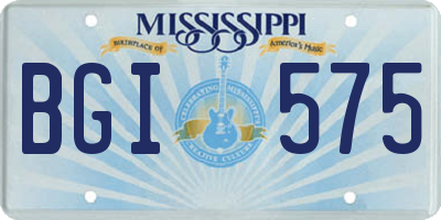 MS license plate BGI575