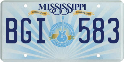 MS license plate BGI583