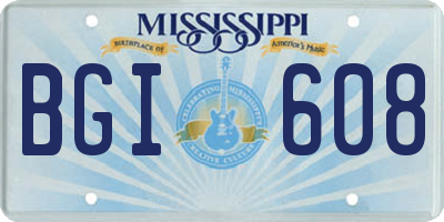 MS license plate BGI608