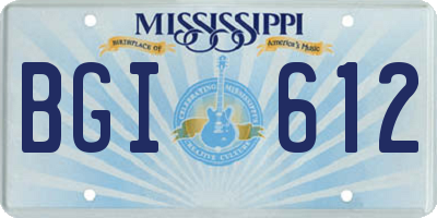 MS license plate BGI612