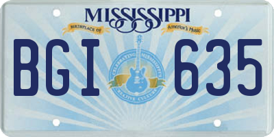 MS license plate BGI635
