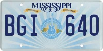 MS license plate BGI640