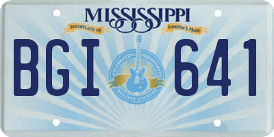 MS license plate BGI641