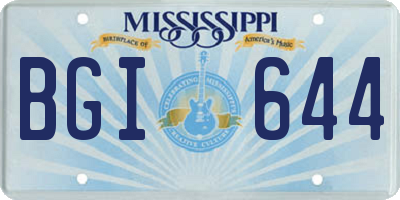 MS license plate BGI644