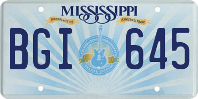 MS license plate BGI645