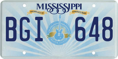 MS license plate BGI648