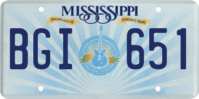 MS license plate BGI651