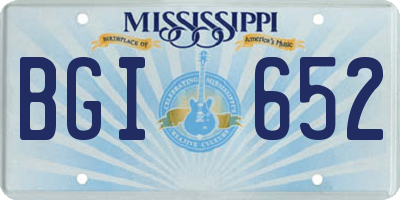 MS license plate BGI652