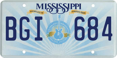 MS license plate BGI684